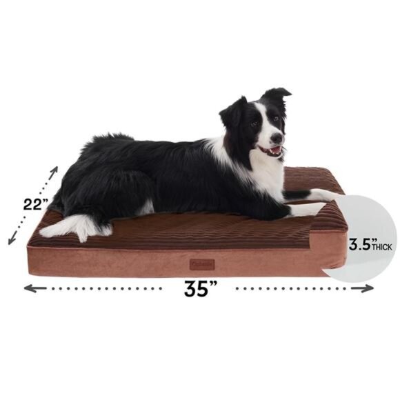 Brown Orthopedic Dog Bed for Large Dogs with Non-Slip Bottom Size(35"x22"x3.5") - Picture 2 of 7